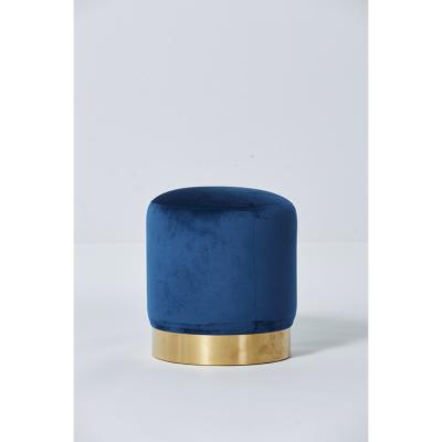 China Modern Upholstery Blue Velvet Bed Ottoman Bench With Metal Base for sale