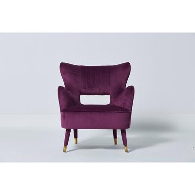 China Modern Elegant Upholstery Living Room Single Sofa Stackable Dark Red Velvet for sale