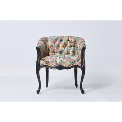 Chine Noir élégant avec la chaise antique d'accent de fauteuil de vue de grain de chaise de style de chaise de tissu fou français en bois d'oiseaux à vendre