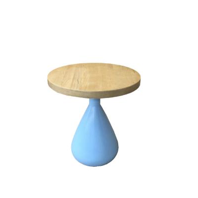 Chine Table basse en bois basse bleue de salon de placage de chêne solide rond pour la chambre à coucher d'hôtel à vendre