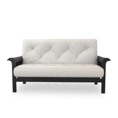 China Black Metal Frame Aluminium Fabric Sofa Upholstery With White Velvet Two Seater for sale
