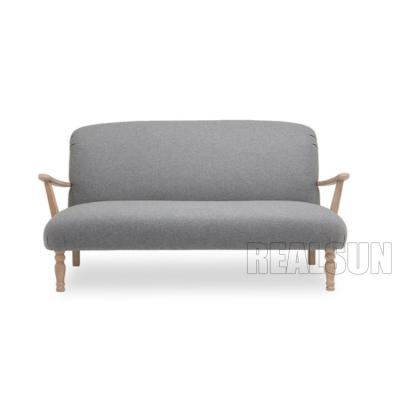 China Elegant Linen Antique Loveseat 2 Seater Living Room Sofa With Wooden Handle for sale