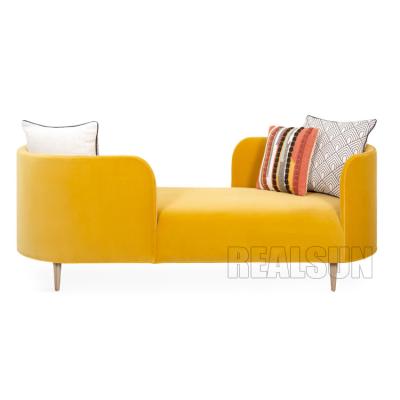 中国 固体および黄色い色のビロードの生地が付いているオスロChaisesolidのソファーの家の木製の家具 販売のため