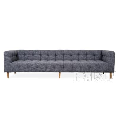 China Folded Tufting Grey Linen Fabric Living Room Sofa Walnut Legs And Delicately for sale