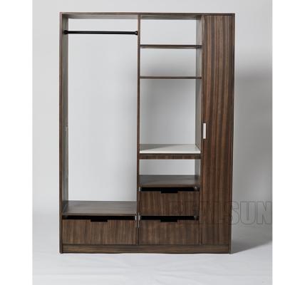 China 3 Drawers Hotel Room Wardrobe With Stainless Steel Rod And 2 Shelves Closet for sale