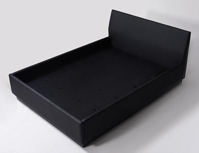 China Black Vinyl Fully Upholstered King Size Hotel Bedroom Bed With Black Laminate Base for sale
