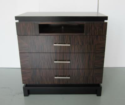 China JW Marriott Hotel 3 Drawer Modern Dresser Luxury Design Ebony Wood Veneer for sale