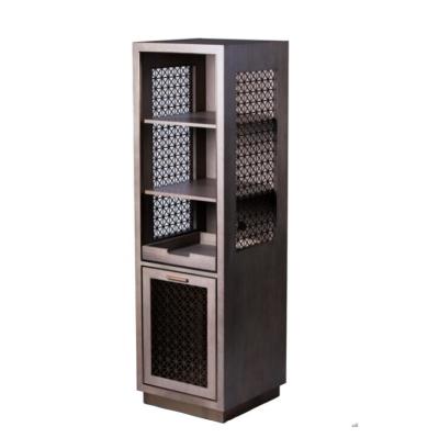 China Quarter Cut Oak Wood Veneer With Metal Mesh Side Panel Fridge Cabinet Dry Bar Unit for sale