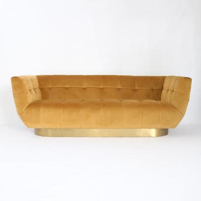 China Golden Velvet Button European Tufted Living Room Sofa for sale