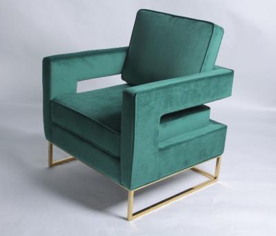 China Cadeira ocasional de veludo verde de aço inoxidável moderno dos pés do ouro à venda