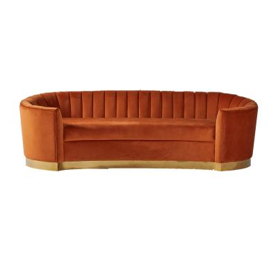 China European Style Modern Fabric Orange Velvet Curved Sofa for sale