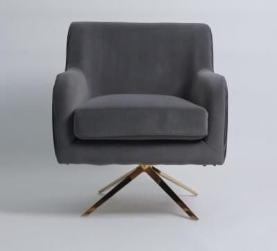 China Gold Stainless Steel Legs Modern Grey Velvet Armchair for sale