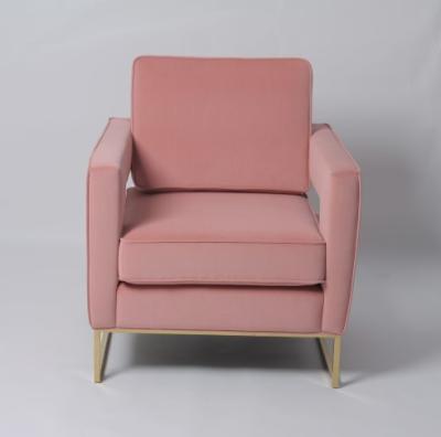 China Pink Velvet Living Room Leisure Arm Sofa Chair With Stainless Steel Legs for sale