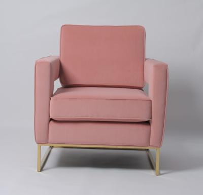 China Modern Living Room Furniture Velvet Pale Pink Sofa With Metal Frame for sale