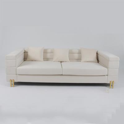 China 3 Seater 70cm Velvet Tufted Sofa With Slim Metal Leg for sale