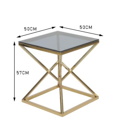 China 50x50cm Modern 0.47cbm Stainless Steel And Glass Coffee Table for sale