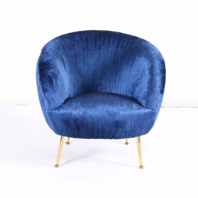 China Modern Dark Blue Velvet Accent Armchair 75cm Height for sale
