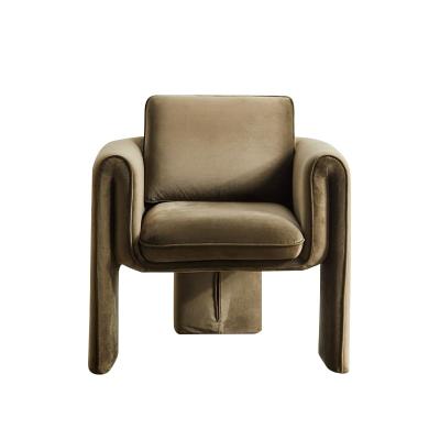 China Single 75*82*70cm Beige Velvet Armchair Living Room Sofa for sale