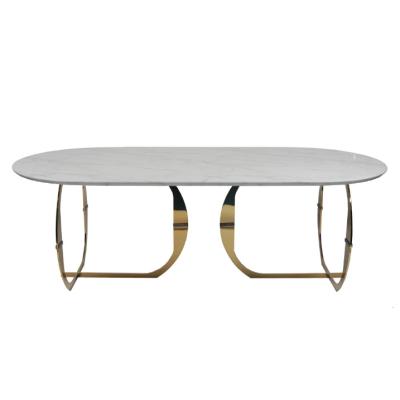 China Modern Stainless Steel 160KG White Marble Top Dining Table for sale