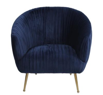 China Modern Blue 88CM Velvet Fabric Armchair With Stainless Steel Legs for sale