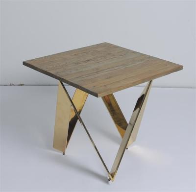 China 60x60x60cm Living Room Coffee Table X Shaped With Brass Leg for sale