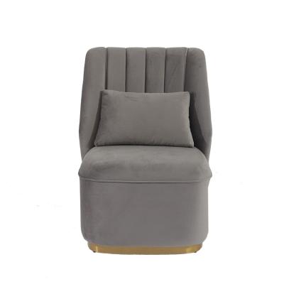China 95cm Height Leisure Velvet Fabric Gray Armchair For Cafe for sale