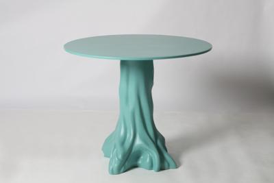 China Unique Design Green Tree Shape Base Round Top Dining Table Resin Material for sale