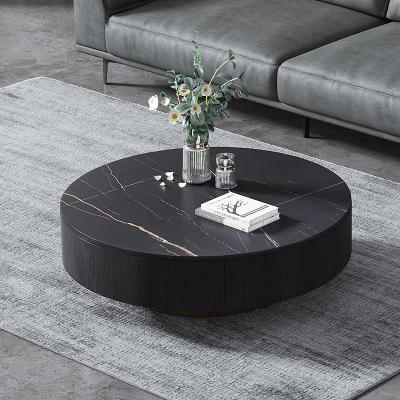 China RCT-1248 Modern Multifunctional Marble Top Round Coffee Table With Storage Drawer for sale