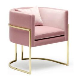 China Modern Pink Velvet Upholstered Chair Stainless Steel Base for sale