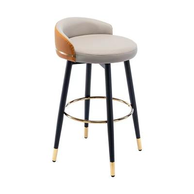 China Luxury Star Hotel Bar Furniture Stool Rotating PU High Chair for sale