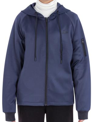 China Dark Blue No Lining Hooded Mens Zipper Jacket With Rib Cuffer for sale