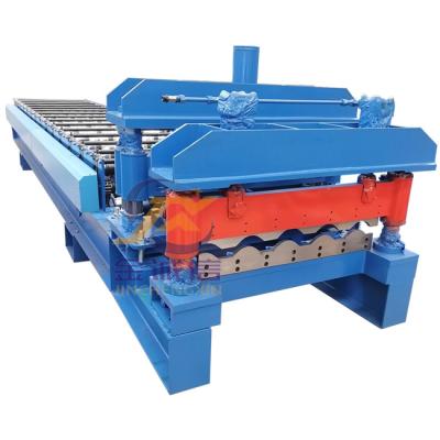 China 0.3-0.7mm Glazed Tile Roll Forming Machine PLC Step Tile Making Machine for sale