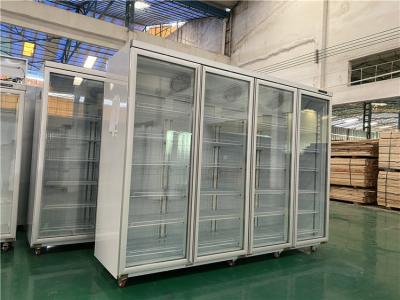 China Commercial transparent glass door vertical refrigerator frozen sea food display deep freezer for sale