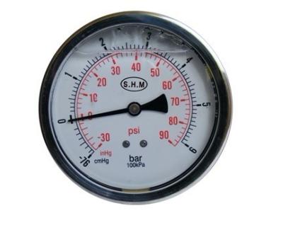 China 50mm White Aluminium Dials Gaseous Liquid-Filled Pressure Gauge With Glass Window for sale