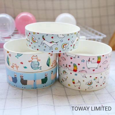 China  				Pet Porcelain Engaved Printing Cute Dog Bowls Pup Cat Feeder 	         for sale