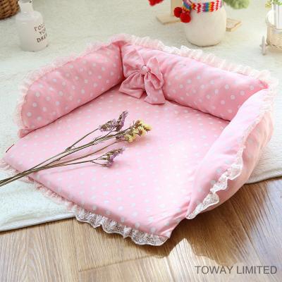 China  				Cute Pink Dots Princess Soft Pet Sofa Dog Cushion 	         for sale