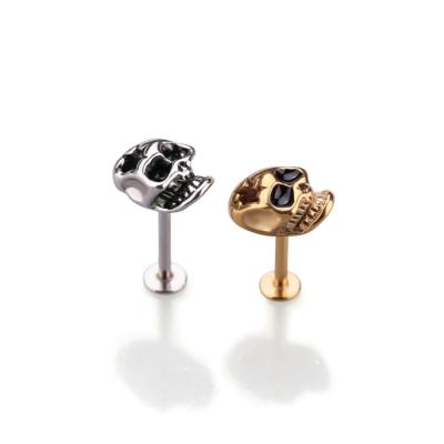 China Surgical Steel Skull Cartilage Earring tragus helix piercing labret piercing cool skull lip piercing rings for sale
