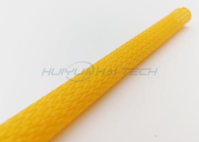 China Yellow PET Braided Sleeving , Flame Proof Wrap Around Braided Sleeving for sale