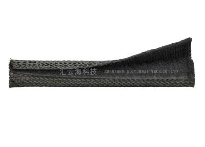 China Black Self Closing Velcro Braided Cable Wrap , Flexible Velcro Wire Cover for sale