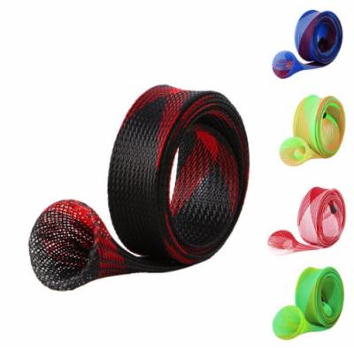 China PET Braided Fishing Rod Protective Sleeves Custom Width Flame Retardant for sale