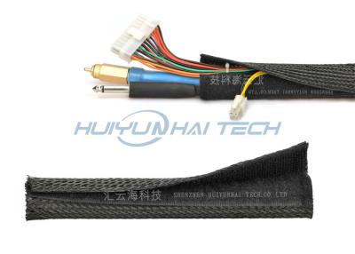China Electrical Insulation Velcro Cable Sleeve Black Color Abrasion Resistance for sale