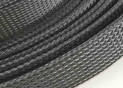 China Customized PET Expandable Braided Sleeving , Black Color Flexible Cable Sleeve for sale