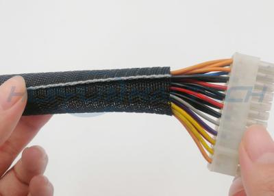 China Cables Harness Self Wrapping Braided Sleeving , Split Braided Wire Loom Lightweight for sale