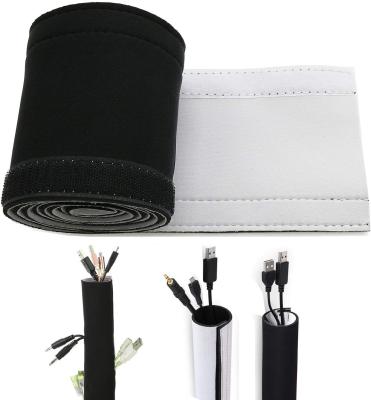 China Black White Velcro Wire Wrap Easy Install Neoprene Cable Management Sleeve for sale