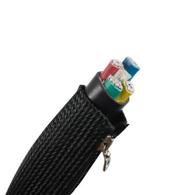 China Cable Organizer PET Monofilament Zipper Cable Sleeve Braided Wrap Easy Installing for sale
