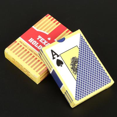 China Juegos de mesa de alta calidad impermeable personalizado de tarjeta de plástico TEXAS Deck Adultos Poker para Casino en venta