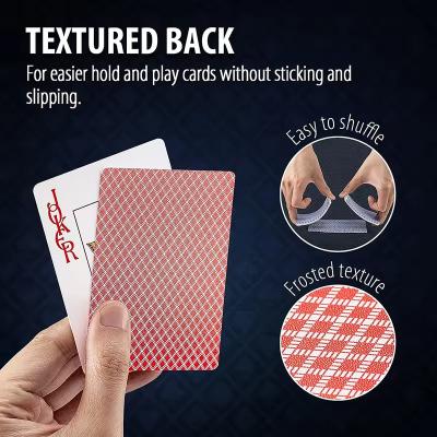 China Excellent Quality Texas Hold'em Waterproof Poker Cards Board Game 63x88mm Durable 100% PVC Playing Cards For Casino for sale