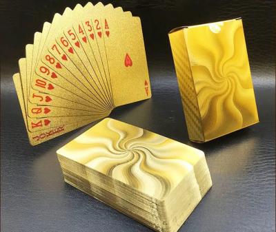 China Golden Playing Cards Gold Foil Poker Set Plastic Foil Poker Durable Waterproof Cards Gift Collection Table Games for sale