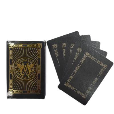 中国 Wholesale Custom Printing Playing Cards Black Gold PVC Plastic Playing Cards Waterproof Poker For CASINO 販売のため