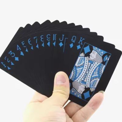China Custom Printing PVC Poker Cards Waterproof Black Gold Playing Cards With PP Plastic Box for Casino for sale